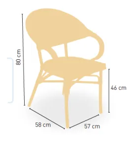 Sillón doble tubo aluminio dark bambú y textilene Valona