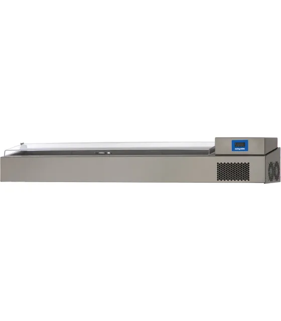 Vitrina de sobremesa para ingredientes refrigerada 1780x340x300h con tapa flexiglas mm Ozti