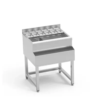 Módulos de Coctelería Lynx Mesa abierta 700mm con cuba de hielo y zona ingredientes LINX coctelería modular Eratos