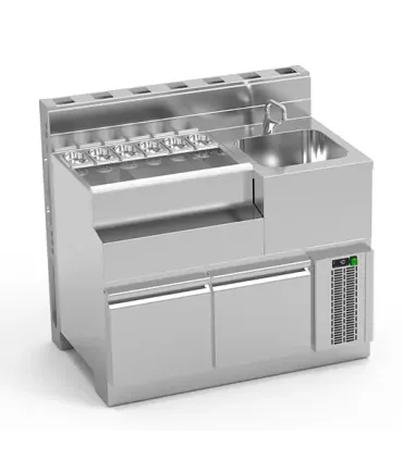 Mesas Refrigeradas Coctelería Mueble refrigerado 1600mm con fregadero LINX coctelería modular Eratos Mesas Refrigeradas Coctelería Mueble refrigerado 1600mm con fregadero LINX coctelería modular Eratos