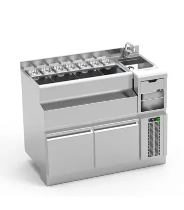 Mesas Refrigeradas Coctelería Mueble refrigerado 1600mm con fregadero mixología LINX coctelería modular Eratos Mesas Refrigeradas Coctelería Mueble refrigerado 1600mm con fregadero mixología LINX coctelería modular Eratos