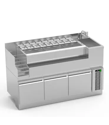 Mesas Refrigeradas Coctelería Mueble refrigerado 1600mm con pirámide de botellas LINX coctelería modular Eratos Mesas Refrigeradas Coctelería Mueble refrigerado 1600mm con pirámide de botellas LINX coctelería modular Eratos