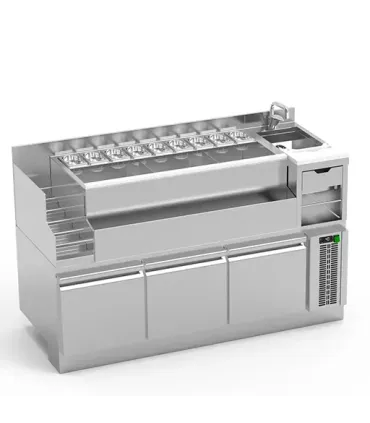 Mesas Refrigeradas Coctelería Mueble refrigerado 1600mm Mixología con pirámide de botellas LINX coctelería modular Eratos Mesas Refrigeradas Coctelería Mueble refrigerado 1600mm Mixología con pirámide de botellas LINX coctelería modular Eratos