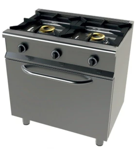 Cocina a gas con horno + grill GN1/1 4,5 + 1,7Kw, 2 fuegos 8+8 Kw S...