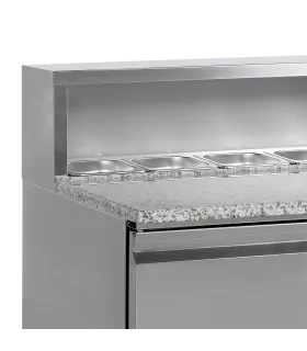 Mesa fría Pizzería encimera de granito y vitrina 5 GN 1/6 GP92