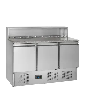 Mesa fría Pizzería encimera de granito y vitrina 8 GN 1/6 PT930