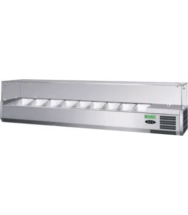 Vitrina de ingredientes de 4 cubetas GN 1/3 con cúpula de