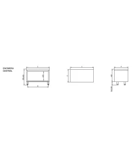 Mueble central en acero inoxidable soporte de cocina altura 600mm E...
