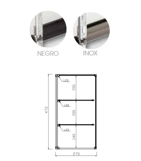 Vitrina neutra recta 3 pisos 1000mm VRL-2E100
