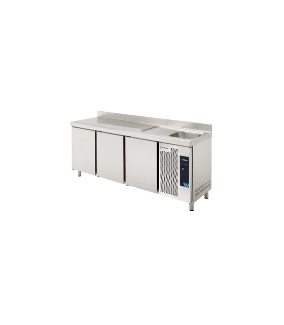 Mesa Refrigerada 3 puertas fondo 600mm con fregadero Edenox MPSF-200