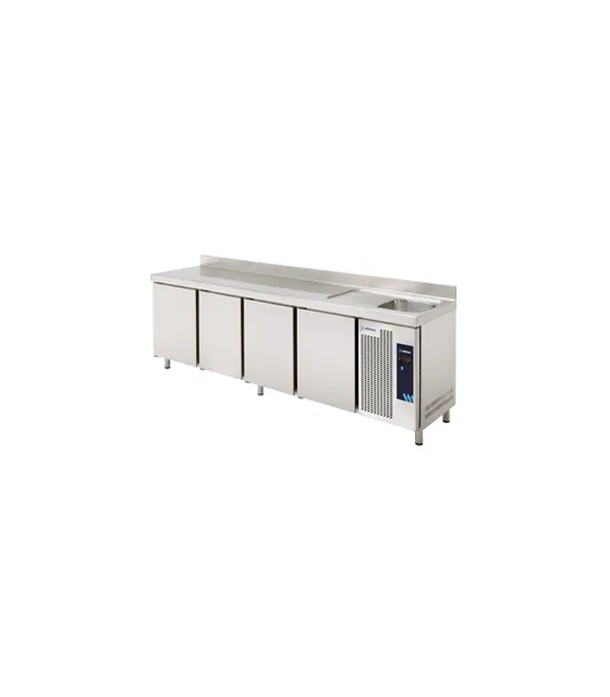 Mesa Refrigerada 4 puertas fondo 600mm con fregadero Edenox MPSF-250