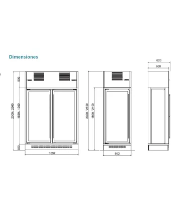Vinotecas Vinoteca Central Panorámica Gris 1 puerta altura 2600mm Enolux de Edenox Edenox 19092442