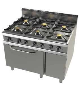 Cocina a gas con mueble de 6 fuegos 2x8,3+4,3+2x10 Kw Serie 900 JUN...