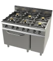 Cocina a gas con mueble de 6 fuegos 2x8,3+4,3+2x10 Kw Serie 900 JUNEX medidas 1200x900x900h mm FO9C600