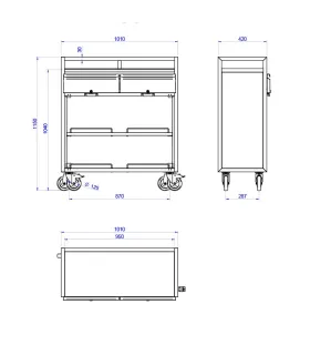 Mesa abierta de apoyo en terraza 1010x450x1150h mm MT-1045 C S1 Edenox