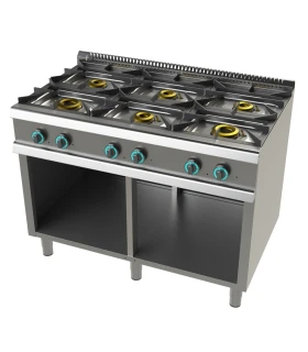 Cocina a gas con mueble de 6 fuegos 2x8+4,5+3x6 Kw SerIe 700 JUNEX ...