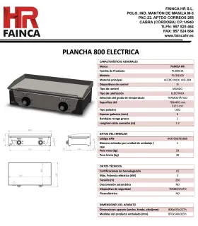 Plancha eléctrica 80 cms económica placa 6mm PLCE8100