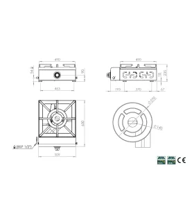 Paellero a Gas de 2 aros ø27 cms quemador 16 kW HR Fainca PLL2100