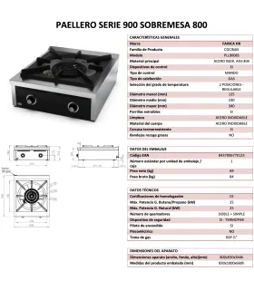 Paellero a Gas de 3 aros ø34 cms 25 kW HR Fainca Serie 900