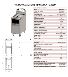 Freidora de mueble eléctrica 15 litros HR Fainca FD15L750E