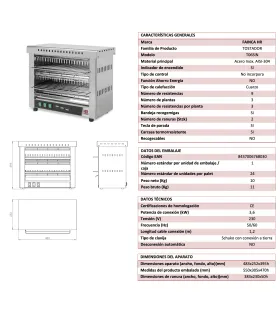 Tostador doble eléctrico sin temporizador T06SIN