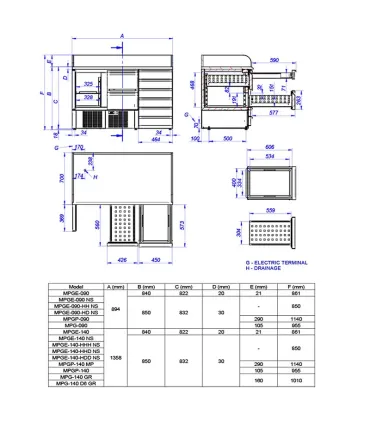 Mesa refrigerada compacta para preparación de ensaladas Edenox MPG-...