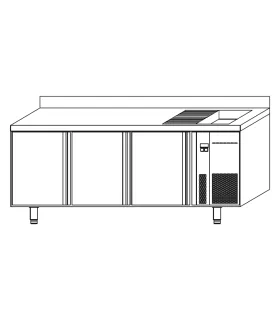 Mesa Refrigerada de 3 puertas y fregadero 2020x600mm Docriluc BMR-2...