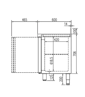 Mesa Refrigerada de 2 puertas y fregadero 1495x600mm Docriluc BMR-1...