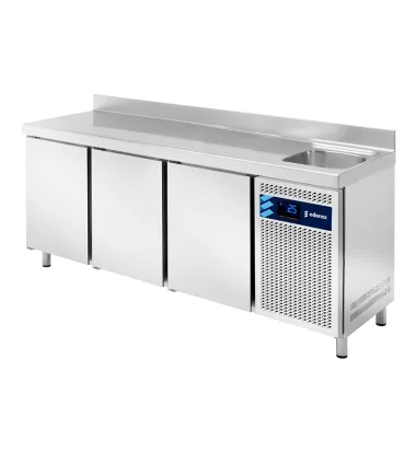 Mesas Frías con Fregadero Mesa Refrigerada 3 puertas fondo 600mm con fregadero Edenox MPSF-200 Edenox 19059803
