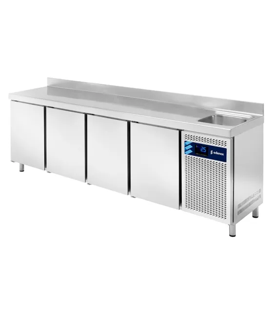 Mesa Refrigerada 4 puertas fondo 600mm con fregadero Edenox MPSF-250