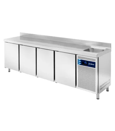 Mesas Frías con Fregadero Mesa Refrigerada 4 puertas fondo 600mm con fregadero Edenox MPSF-250 Edenox 19059830