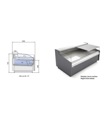 Vitrinas Mostrador Vitrina Refrigerada Autoservicio 1500mm Docriluc VEA-10-15 TF Docriluc VEA-10-15-RC-TF