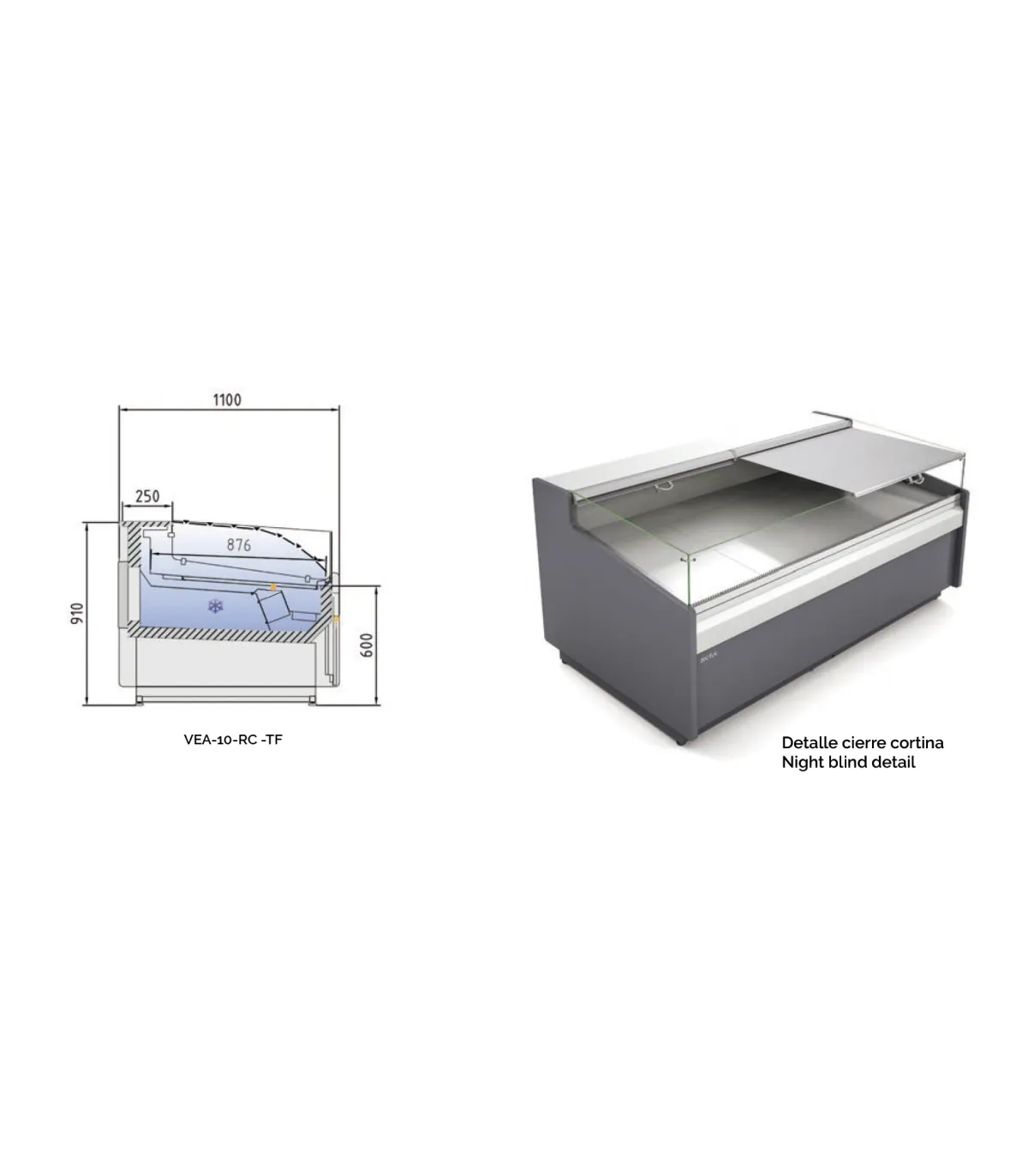 Vitrinas Mostrador Vitrina Refrigerada Autoservicio 1500mm Docriluc VEA-10-15 TF Docriluc VEA-10-15-RC-TF