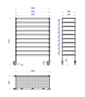 Carros de Servicio Carro polietileno y aluminio 5 estantes 1285x500x1750h mm Edenox KCM-55 Edenox 19004885