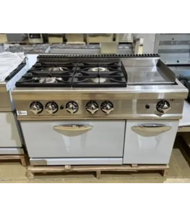 Cocinas a Gas Cocina de 4 fuegos, horno a gas y plancha de cromo duro 1200x730mm Importación