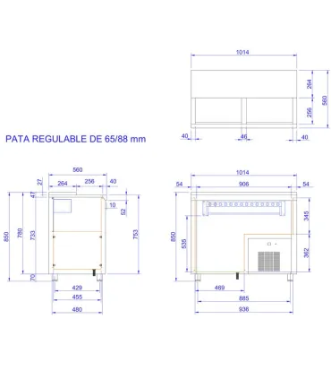 Botelleros Botellero 2 puertas inox 1 metro en inox Edenox EB-100-I Edenox 19113932