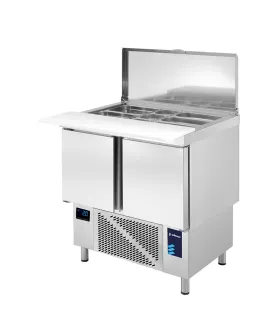 Mesas Frías Fondo 700mm Mesa fría pizzera 2 puertas con vitrina de ingredientes MPGE-100-HC Edenox 19060549