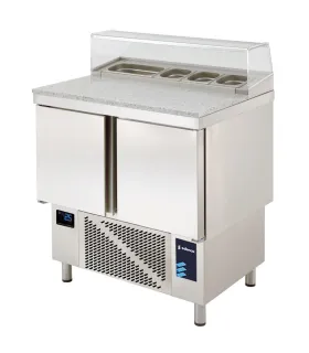 Mesas Frías Fondo 700mm Mesa fría pizzera 2 puertas encimera de granito MPGP-100-G Edenox 19060548