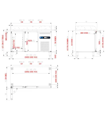 Compra Mesa fría pizzera 2 puertas encimera de granito MPG-135,Alimaq