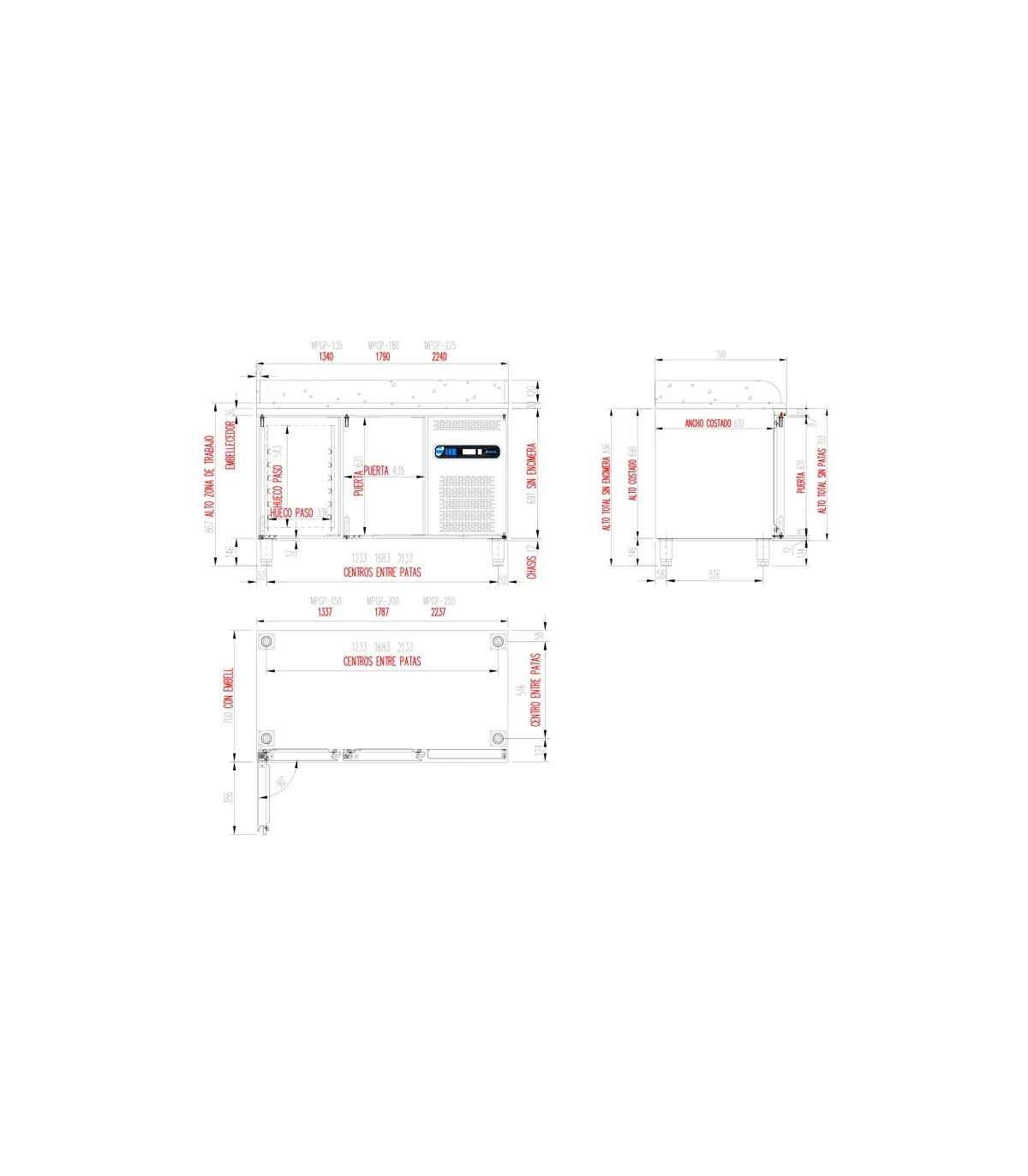 Compra Mesa fría pizzera 2 puertas encimera de granito MPG-135,Alimaq