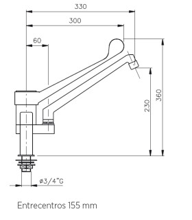Grifo monomando palanca de superficie de 2 aguas Edenox GM2D E