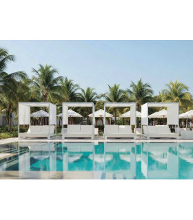 Camas Exterior Cama Balinesa Aluminio Blanco de 180x200 cm con colchón Náutico Basic Blanco Conva CBRAL-X180VL
