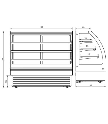 Vitrina Refrigerada Cristal Curvo 1500x800 mm Edenox VERA-1500