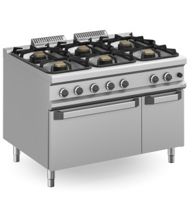 Cocinas a Gas Cocina a gas 6 fuegos con horno a gas GN 2/1 MBM Magistra Plus 900 MFB912AFGXXL MBM MFB912AFGXXL