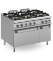 Cocina a gas 6 fuegos con horno a gas GN 2/1 MBM Magistra Plus 900 MFB912AFGXXL