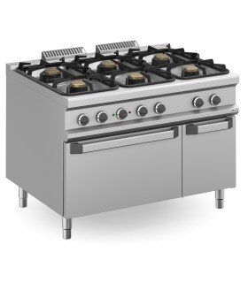 Cocinas a Gas Cocina a gas 6 fuegos con horno eléctrico GN 2/1 MBM Magistra Plus 900 MBM