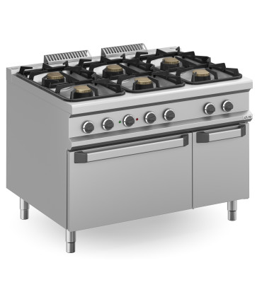 Cocinas a Gas Cocina a gas 6 fuegos con horno eléctrico GN 2/1 MBM Magistra Plus 900 MBM