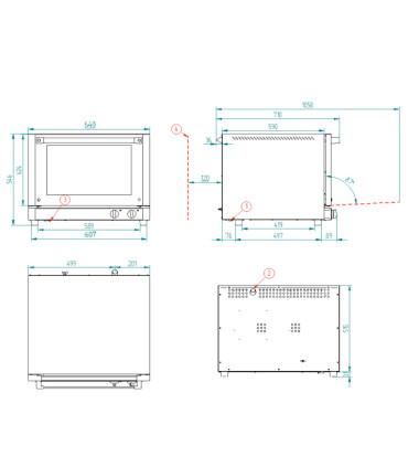 Hornos Eléctricos Horno FM RX-424 de 4 niveles de 48x34cm ó 4 GN 2/3 FM