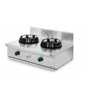 Cocina Wok de Sobremesa con vierteaguas 2 fuegos de 14 kw