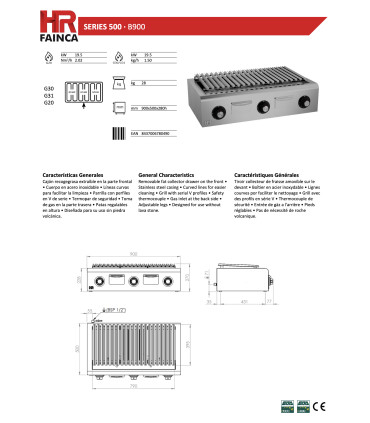 Barbacoas Barbacoa a gas de sobremesa Serie 500 90x50 cms B900 HR Fainca B900